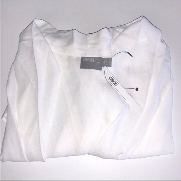 ASOS Off White Longsleeve Deep V Peplum Top 8 - Picture 4 of 4